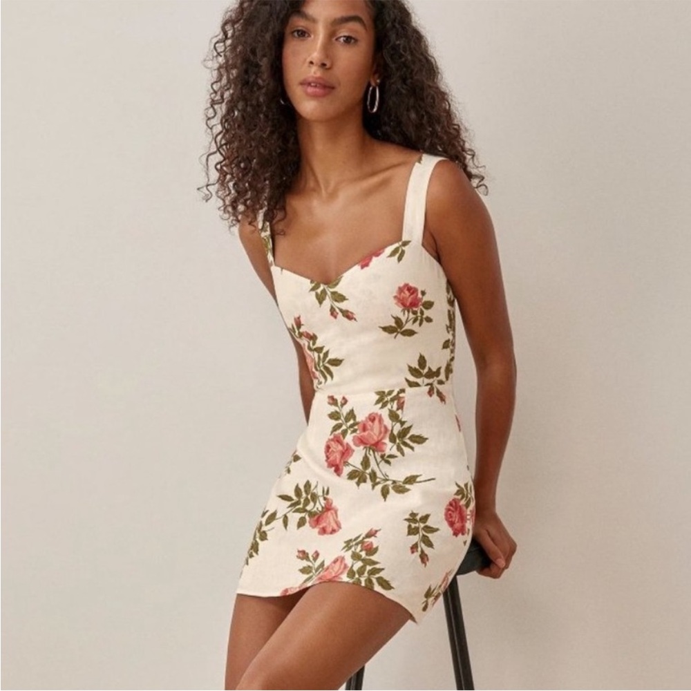 EUC Reformation Miso Linen Dress in Jolie Floral Print